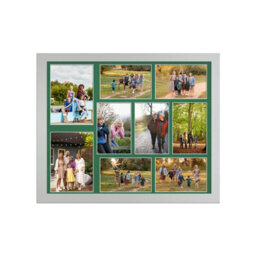 AK Frames 20X16 Silver Sleek Multi Photo Frame With Emerald Mount - Holds 9 Apertures (2X) 7X5, (7X) 6X4 Photos