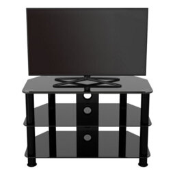 "Avf Classic 80Cm Glass Corner Tv Stand With Cable Management For Tvs Up To 43"" - Black" - thumbnail 5