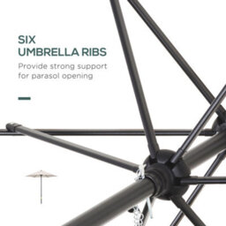 Outsunny 2M Parasol Patio Umbrella, Outdoor Sun Shade With 6 Ribs Cream White - thumbnail 5
