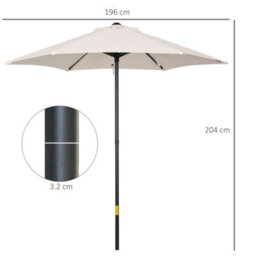 Outsunny 2M Parasol Patio Umbrella, Outdoor Sun Shade With 6 Ribs Cream White - thumbnail 3