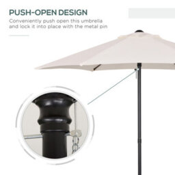 Outsunny 2M Parasol Patio Umbrella, Outdoor Sun Shade With 6 Ribs Cream White - thumbnail 7