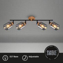 Briloner Black Smoked Glass Ceiling Light Spotlight Bar 4 Way Adjustable E27 Bulbs Sold Separately 68Cm - thumbnail 3