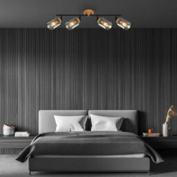 Briloner Black Smoked Glass Ceiling Light Spotlight Bar 4 Way Adjustable E27 Bulbs Sold Separately 68Cm - thumbnail 7