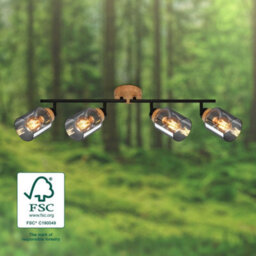 Briloner Black Smoked Glass Ceiling Light Spotlight Bar 4 Way Adjustable E27 Bulbs Sold Separately 68Cm - thumbnail 5