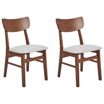 Beliani Set Of 2 Dining Chairs Anoka Wood Brown/ Grey - image 1