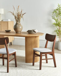 Beliani Set Of 2 Dining Chairs Anoka Wood Brown/ Grey - thumbnail 2