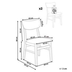 Beliani Set Of 2 Dining Chairs Anoka Wood Brown/ Grey - thumbnail 3