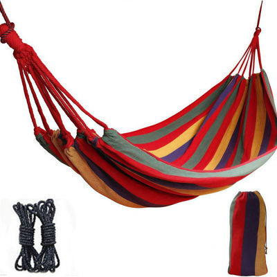 Double Hammock With Carry Bag Portable Canvas Garden Hammock For Outdoor Camping Travel (190 X 100Cm) - image 1