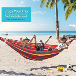 Double Hammock With Carry Bag Portable Canvas Garden Hammock For Outdoor Camping Travel (190 X 100Cm) - thumbnail 5
