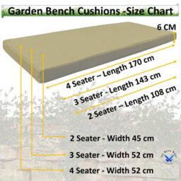 TheWhiteWater Limited Garden Bench Cushion - Patio Pub Furniture Bench Seat Pad - Weather & Waterproof Fabric - 2 Seater - Sand - thumbnail 5