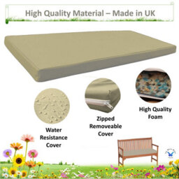 TheWhiteWater Limited Garden Bench Cushion - Patio Pub Furniture Bench Seat Pad - Weather & Waterproof Fabric - 2 Seater - Sand - thumbnail 4