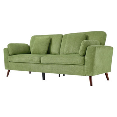 Living And Home 2-Seater Green Chenille Upholstered Sofa With Pillows - image 1