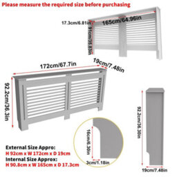 Fativo Grey Horizontal Radiator Cover Grill Shelf Cabinet Mdf Wood Modern Traditional Furniture (19D X 172W X 92.2H Cm) - thumbnail 2