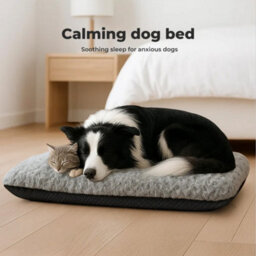Skylos Calming Dog Bed Grey Plush Anti Anxiety Cushion Removable Washable - thumbnail 5