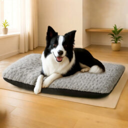 Skylos Calming Dog Bed Grey Plush Anti Anxiety Cushion Removable Washable - thumbnail 1