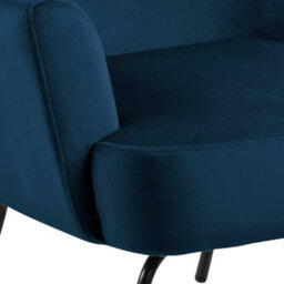 Wyld Haus Kobe Navy Blue Velvet Lounge Chair With Matt Black Steel Base - thumbnail 9