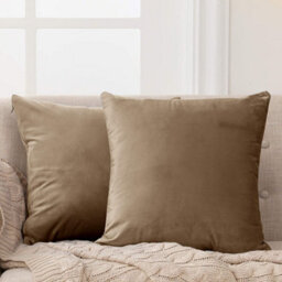 Deconovo Set Of 2 Velvet Cushion Covers 50 X 50 Cm Taupe Cushion Cover For Sofa Cushion - thumbnail 1
