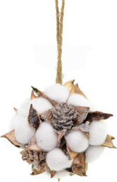 Shatchi Cotton-Ball Handmade 12Cm Cotton Ball Christmas Hanging Pine Cones Xmas Decoration Home Décor, White/brown - thumbnail 2