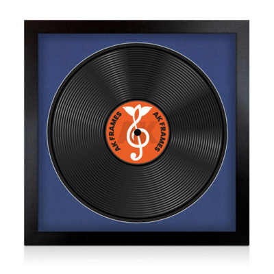 "16X16"" Matte Black Modern Vinyl Record Frame With Blue Mount For 12 Inch Lp Disc - Ak Frames" - image 1