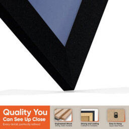 "16X16"" Matte Black Modern Vinyl Record Frame With Blue Mount For 12 Inch Lp Disc - Ak Frames" - thumbnail 3