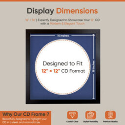 "16X16"" Matte Black Modern Vinyl Record Frame With Blue Mount For 12 Inch Lp Disc - Ak Frames" - thumbnail 2