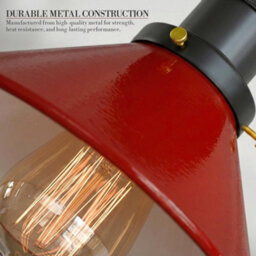 Vintage Semi Flush Mount Ceiling Light E27 Lampholder With 22Cm Red Cone Shade For Bedroom Kitchen Living Room Without Bulb - thumbnail 6