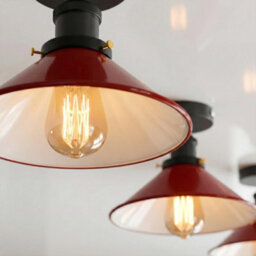 Vintage Semi Flush Mount Ceiling Light E27 Lampholder With 22Cm Red Cone Shade For Bedroom Kitchen Living Room Without Bulb - thumbnail 4
