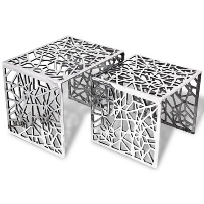 Vidaxl Two Piece Side Tables Square Aluminium Silver - image 1