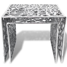 Vidaxl Two Piece Side Tables Square Aluminium Silver - thumbnail 3
