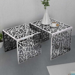 Vidaxl Two Piece Side Tables Square Aluminium Silver - thumbnail 2