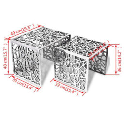 Vidaxl Two Piece Side Tables Square Aluminium Silver - thumbnail 4