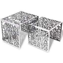 Vidaxl Two Piece Side Tables Square Aluminium Silver