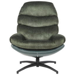 Beliani Swivel Armchair Eide With Footstool Velvet Dark Green - thumbnail 5