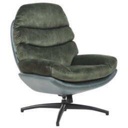 Beliani Swivel Armchair Eide With Footstool Velvet Dark Green - thumbnail 4