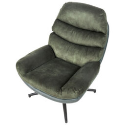 Beliani Swivel Armchair Eide With Footstool Velvet Dark Green - thumbnail 7