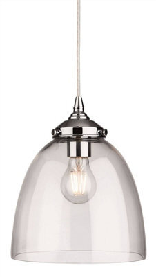 Luminosa Lighting Luminosa Seville 1 Light Dome Ceiling Pendant Chrome With Clear Glass, E27