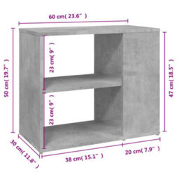 Vidaxl Side Cabinet Concrete Grey 60X30X50 Cm Engineered Wood - thumbnail 7