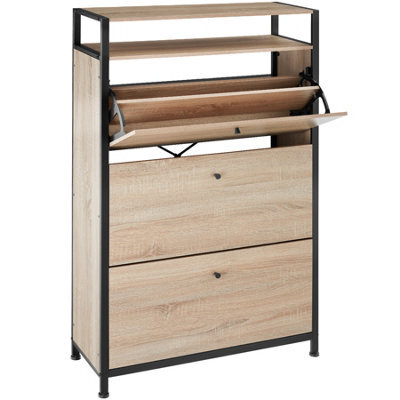 Tectake Slim Rack - 2 Storage Shelves, 3 Tilt Drawers With 2 Racks Per, Industrial Style - 81 Cm - Industrial Wood Light, Oak Sonoma - image 1