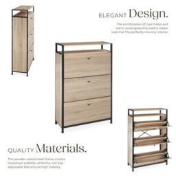 Tectake Slim Rack - 2 Storage Shelves, 3 Tilt Drawers With 2 Racks Per, Industrial Style - 81 Cm - Industrial Wood Light, Oak Sonoma - thumbnail 3