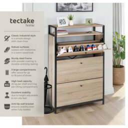 Tectake Slim Rack - 2 Storage Shelves, 3 Tilt Drawers With 2 Racks Per, Industrial Style - 81 Cm - Industrial Wood Light, Oak Sonoma - thumbnail 2