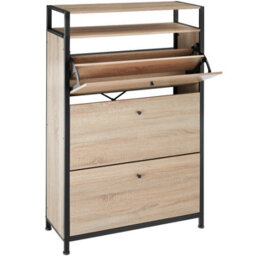 Tectake Slim Rack - 2 Storage Shelves, 3 Tilt Drawers With 2 Racks Per, Industrial Style - 81 Cm - Industrial Wood Light, Oak Sonoma - thumbnail 1