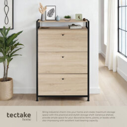 Tectake Slim Rack - 2 Storage Shelves, 3 Tilt Drawers With 2 Racks Per, Industrial Style - 81 Cm - Industrial Wood Light, Oak Sonoma - thumbnail 4