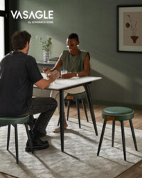 Songmics Dining Stools Set Of 2, Upholstered Kitchen Stools, Synthetic Leather With Stitching, Mid-Century Modern, Forest Green - thumbnail 3
