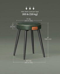 Songmics Dining Stools Set Of 2, Upholstered Kitchen Stools, Synthetic Leather With Stitching, Mid-Century Modern, Forest Green - thumbnail 2