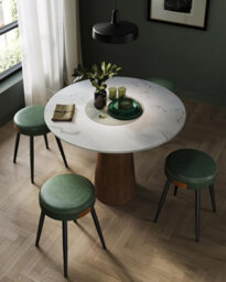 Dining Stools Set Of 2, Upholstered Kitchen Stools, Synthetic Leather With Stitching, Mid-Century Modern, Forest Green