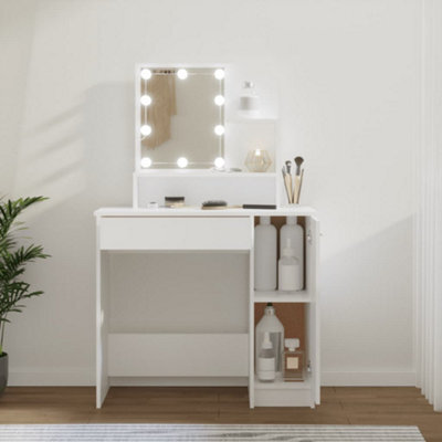 Walplus Dressing Table With Led White 86.5X35X136 Cm - image 1
