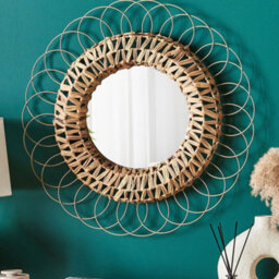 Wyld And Coco Hyacinth Home Wall Mirror Natural Water Hyacinth With Painted Steel Frame 67Cm - thumbnail 2