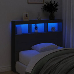 Berkfield Headboard Cabinet With Led Black 120X17X102 Cm - thumbnail 4