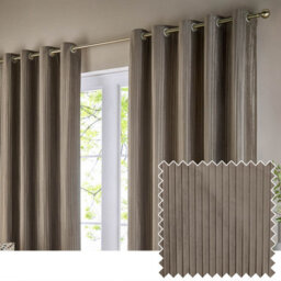 Paoletti Corinthian Velvet Room Darkening Eyelet Curtain Pair Mink (W)168Cm X (D)229Cm