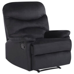 Beliani Recliner Chair Eslov Velvet Black - thumbnail 1